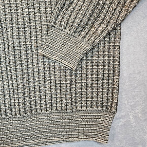 The Italian Sweater Co. Mens Large 3D Knit Geometric Grandpa wool blend Crewneck - Picture 9 of 10